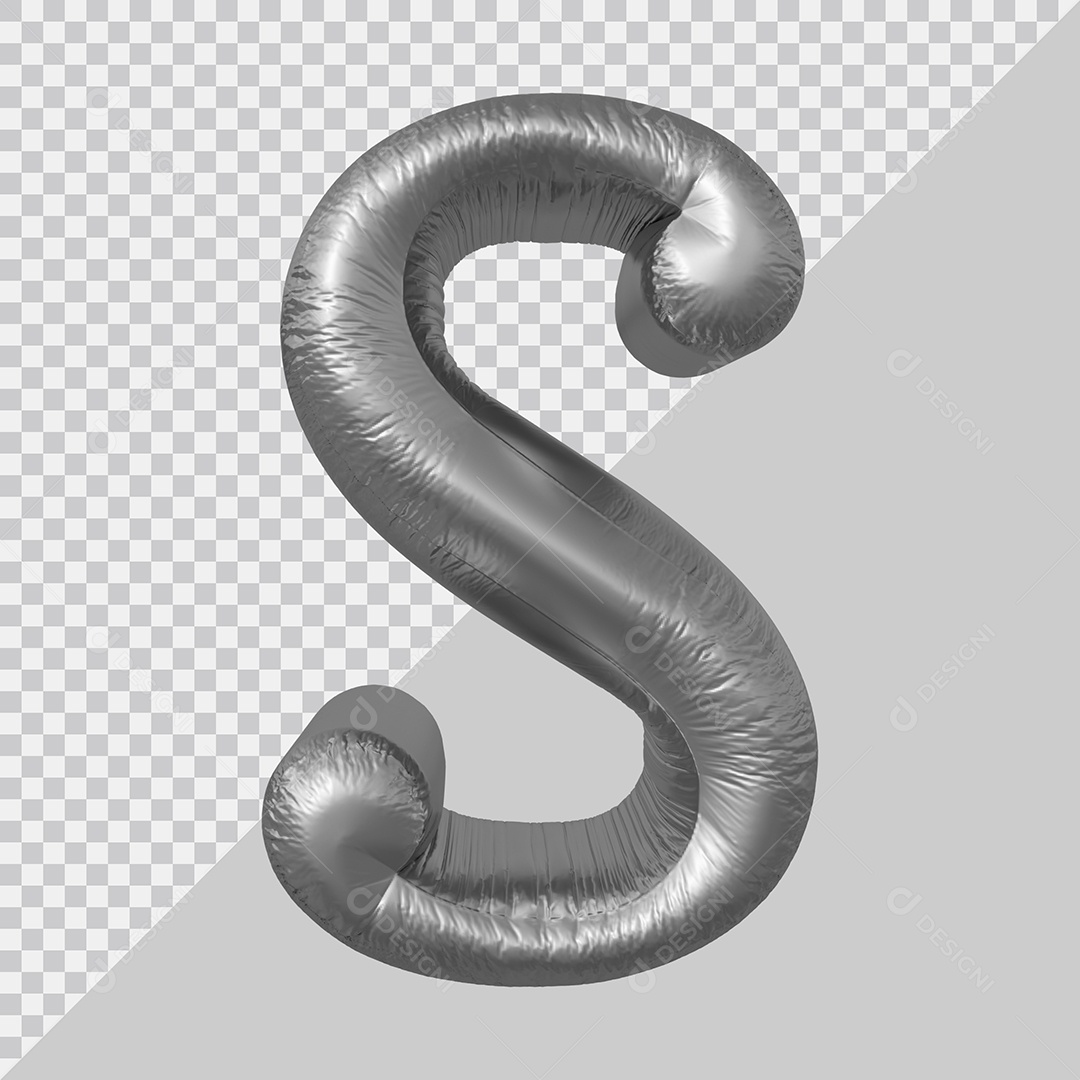 Elemento 3D Para Composição Letra S Prata PSD