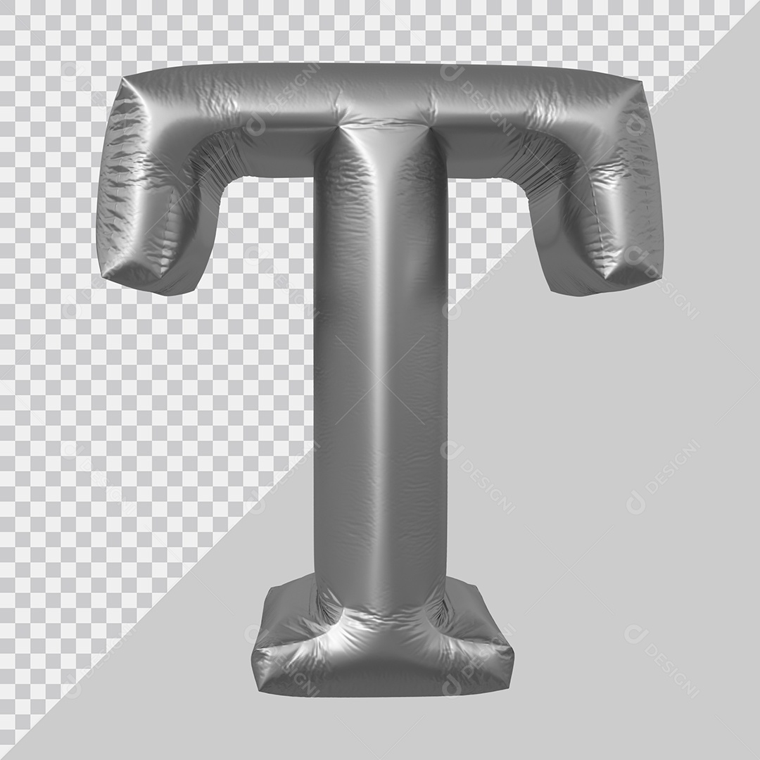 Elemento 3D Para Composição Letra T Prata PSD
