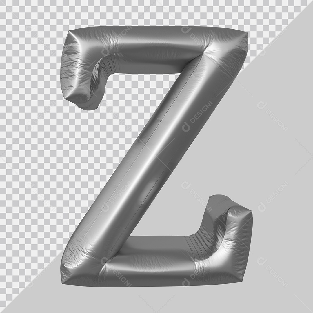 Elemento 3D Para Composição Letra Z Prata PSD