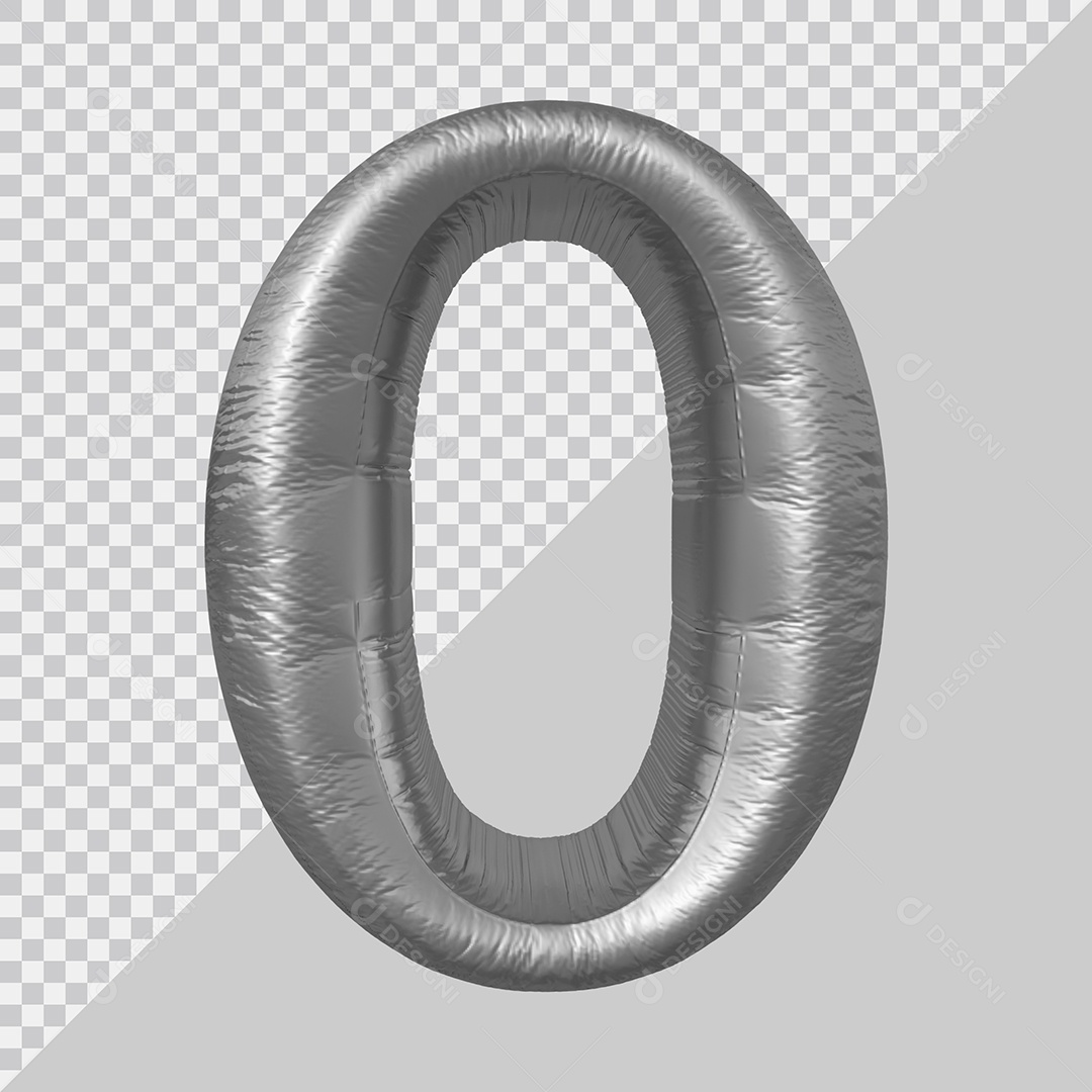 Elemento 3D Para Composição Número 0 Prata PSD