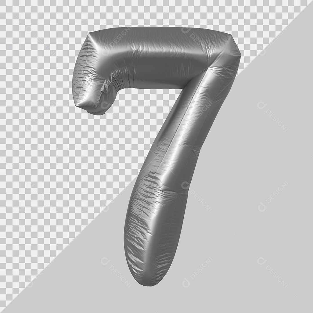 Elemento 3D Para Composição Número 7 Prata PSD