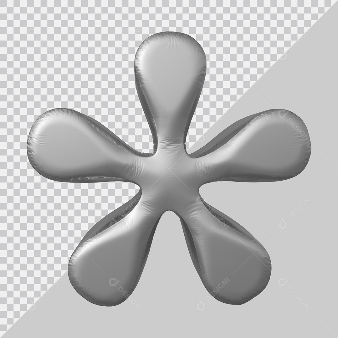 Elemento 3D Para Composição Símbolo Asterisco Prata PSD
