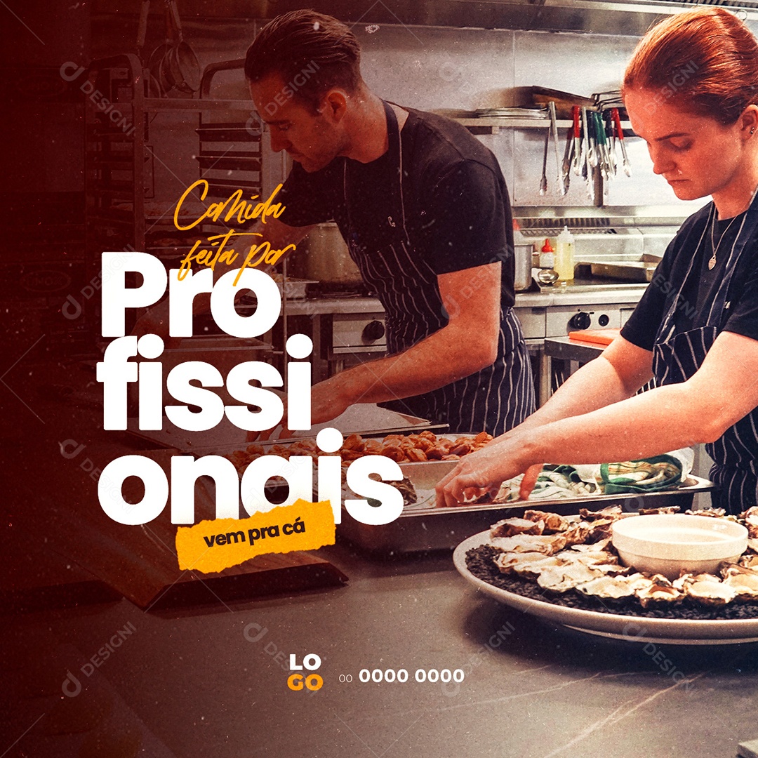 Comida Feita por Profissionais Vem pra Cá Restaurante Social Media PSD Editável