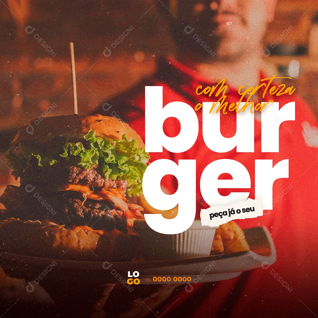 Com Certeza o Melhor Burger Peça já o Seu Restaurante Social Media PSD Editável