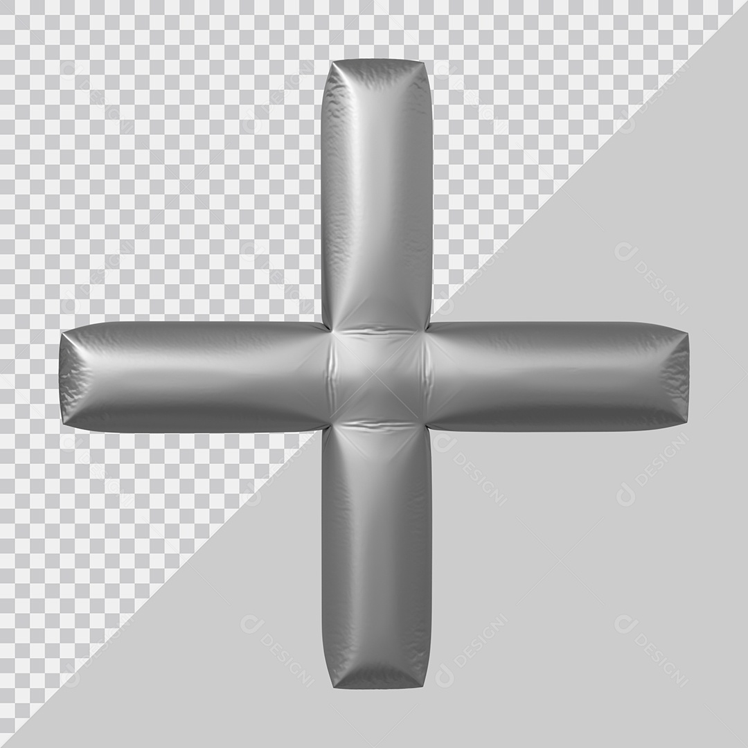 Elemento 3D Para Composição Sinal De Mais Prata PSD