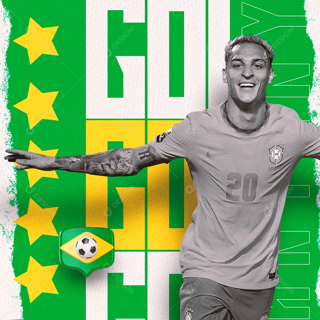 Gol Antony Copa do Mundo Futebol Social Media PSD Editável