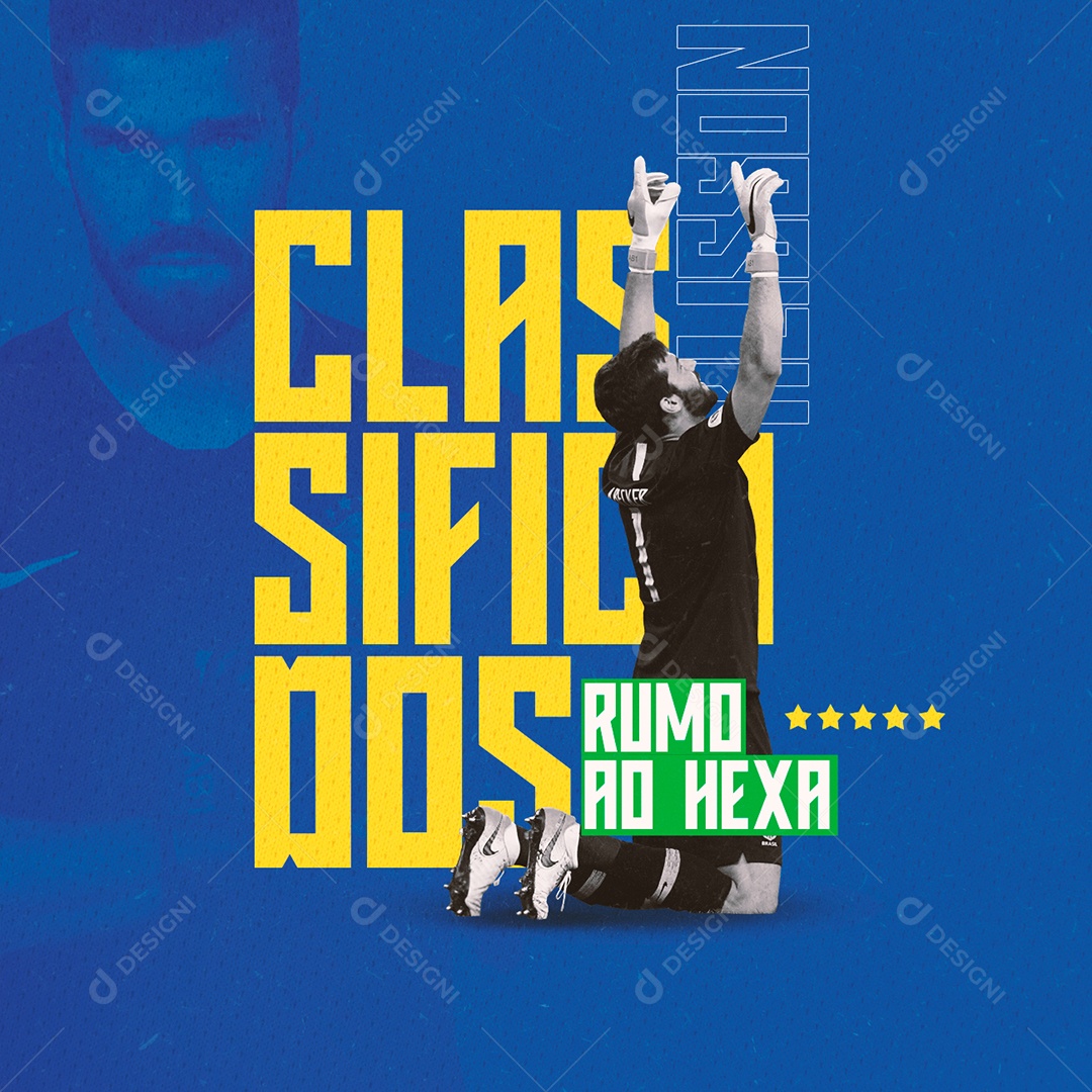 Classificados Rumo ao Hexa Futebol Copa Mundo Social Media PSD Editável