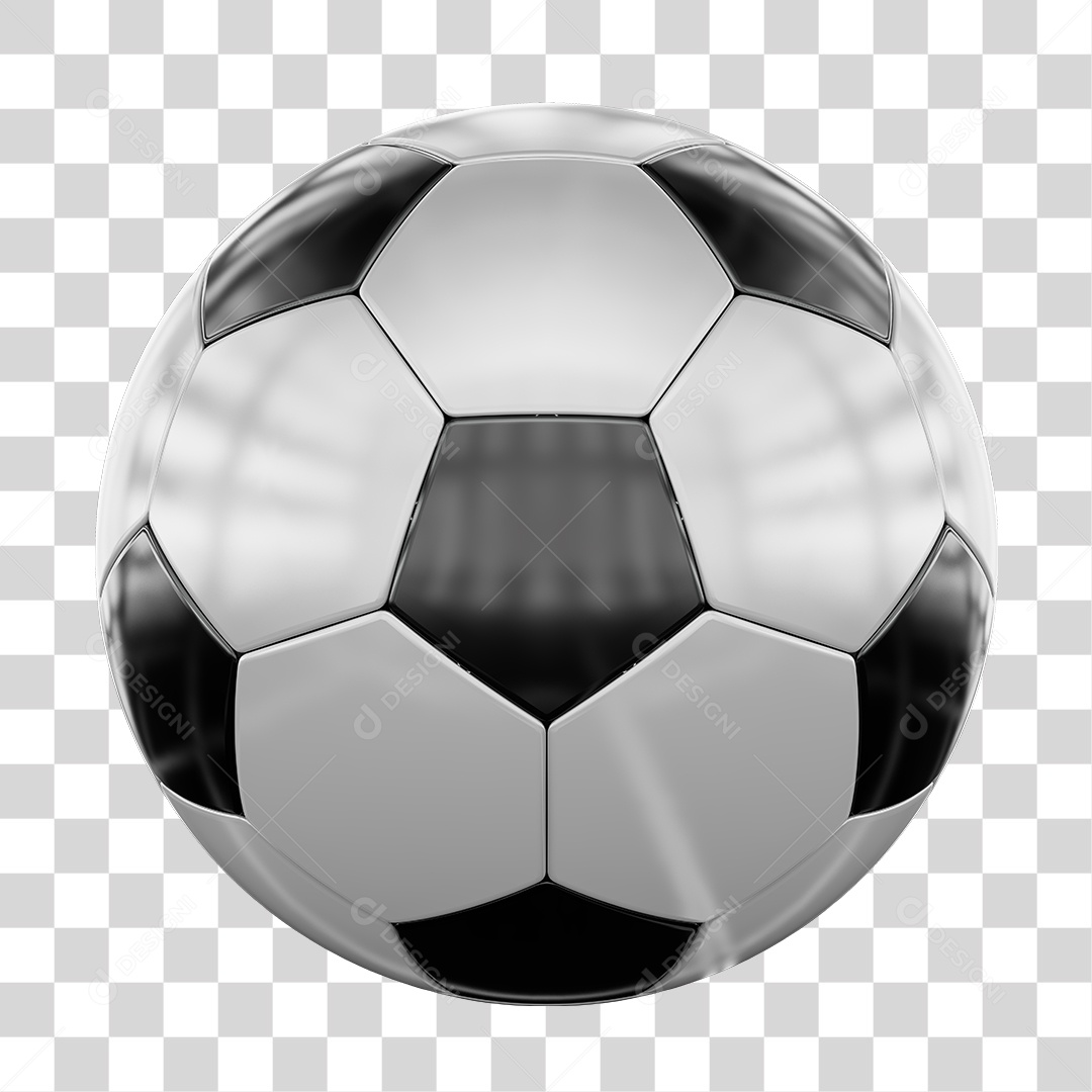 Bola de Futebol Preto e Branco Elemento 3D PNG Transparente