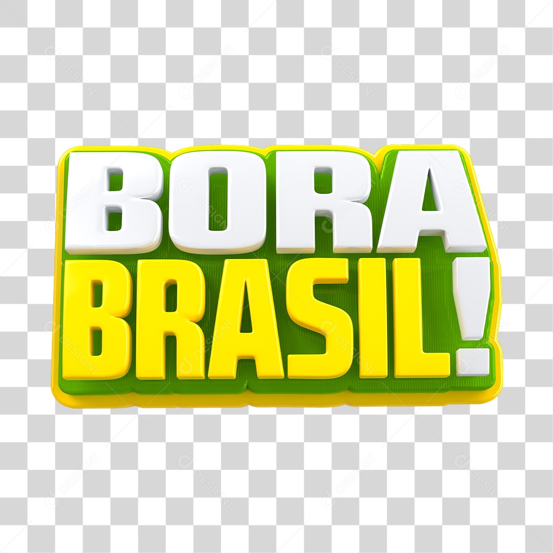 Selo 3D Bora Brasil! Para Composição PNG