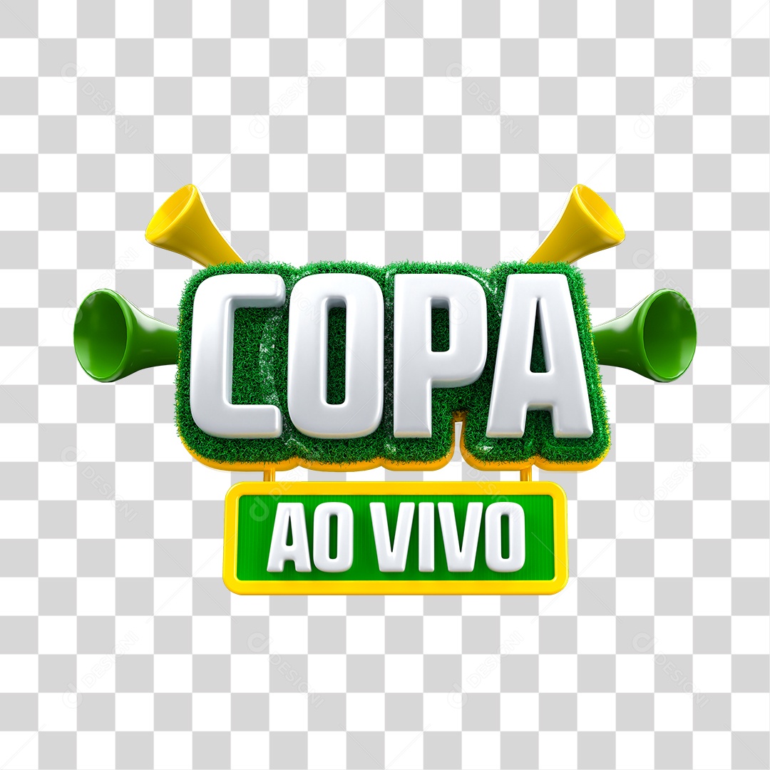 Selo 3D Copa Ao Vivo Para Composição PNG Transparente