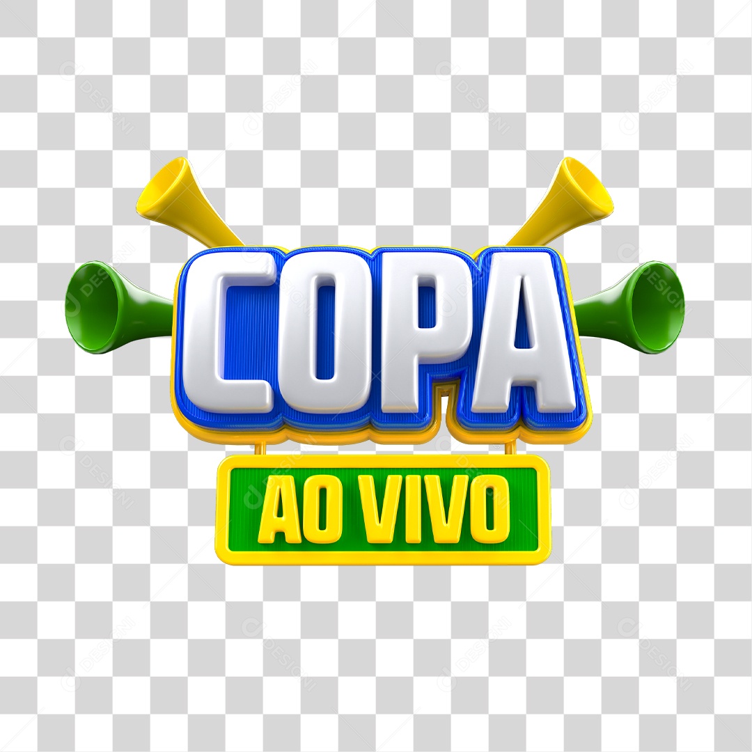 Selo 3D Copa Ao Vivo Para Composição PNG Transparente
