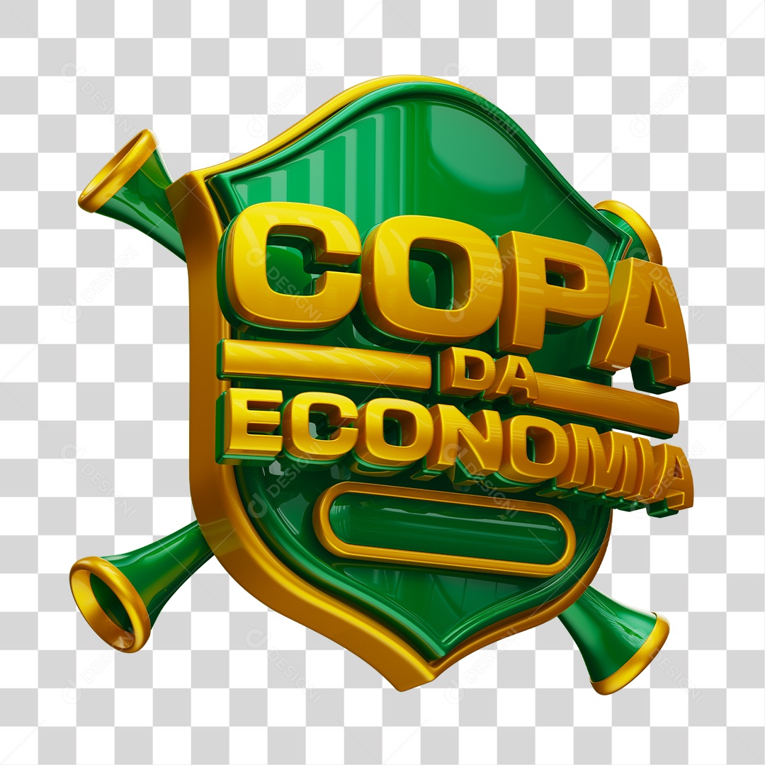 Selo 3D Copa da Economia Para Composição PNG Transparente