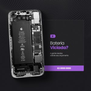 Bateria Viciada? a Gente Resolve Loja de Celulares e Assistência Técnica Social Media PSD Editável