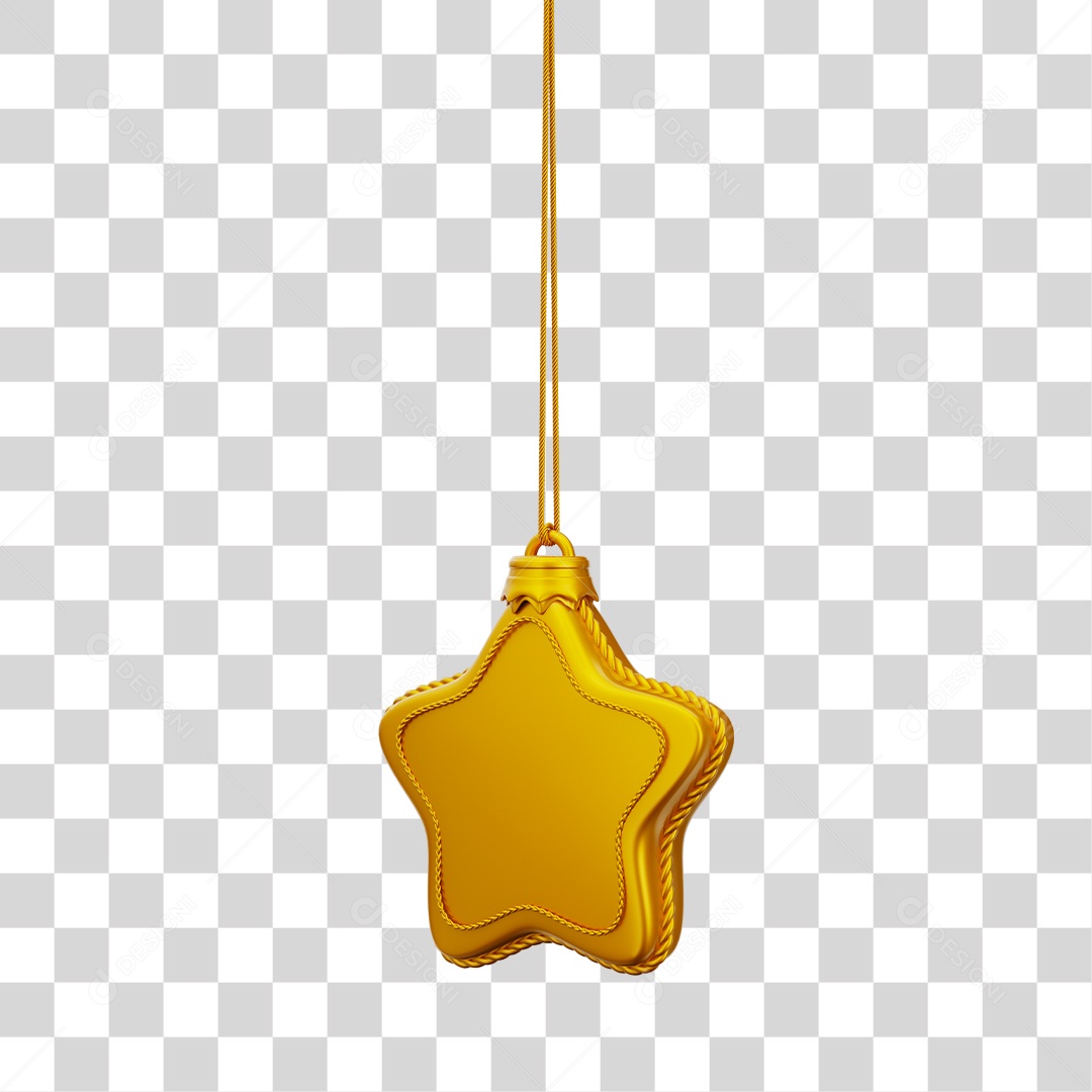 Decoração de Natal Estrela Dourada Pendura Por Cordão PNG Transparente