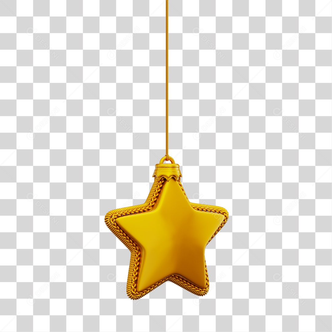 Decoração de Natal Estrela Dourada Pendura Por Cordão PNG Transparente