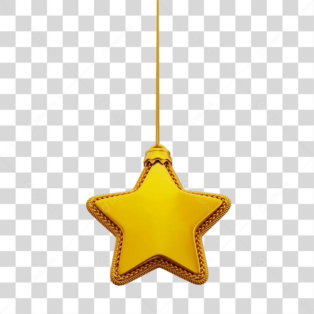 Decoração de Natal Estrela Dourada Pendura Por Cordão PNG Transparente