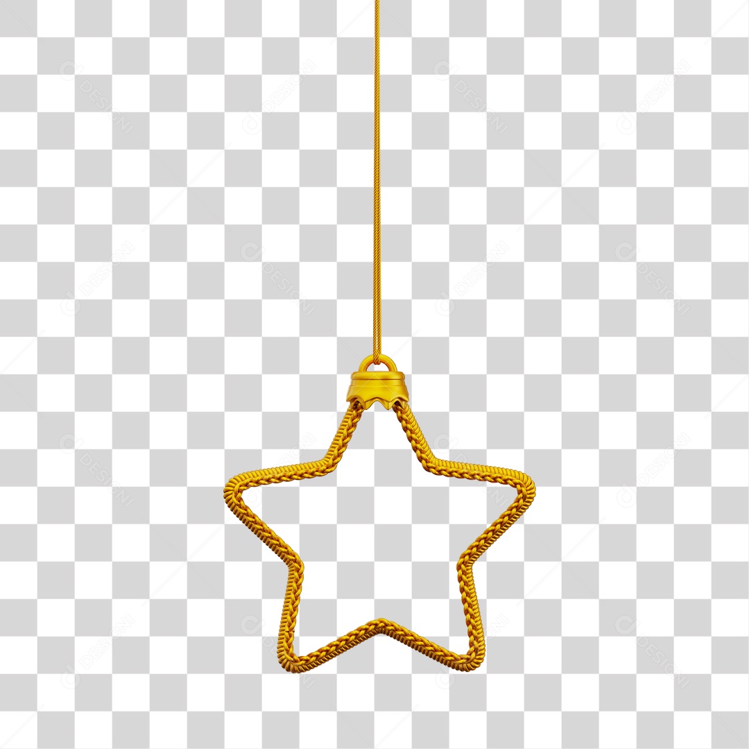 Decoração de Natal Estrela Dourada Pendura Por Cordão PNG Transparente