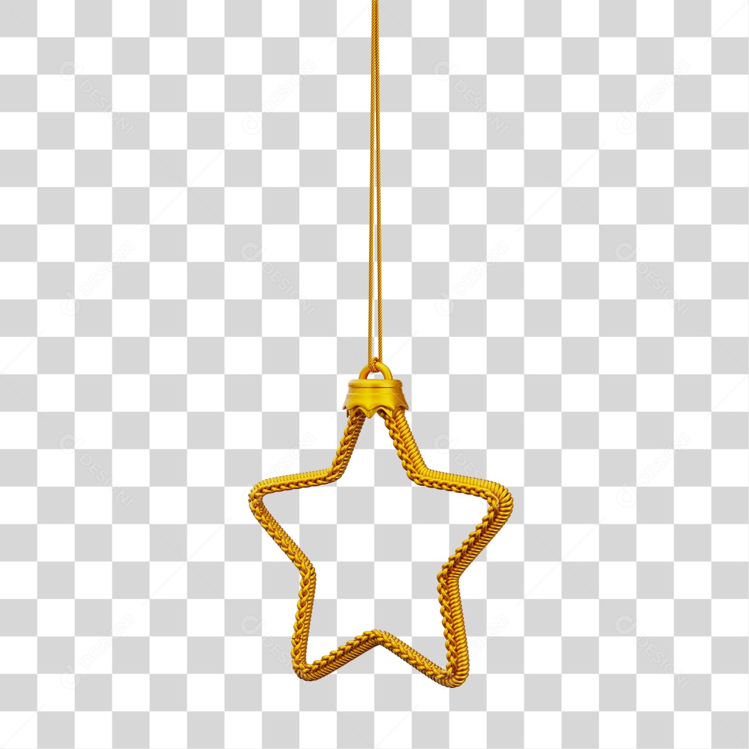Decoração de Natal Estrela Dourada Pendura Por Cordão PNG Transparente
