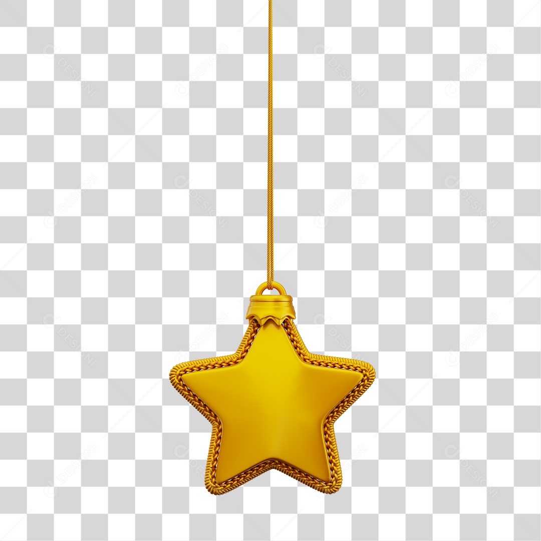 Decoração de Natal Estrela Dourada Pendura Por Cordão PNG Transparente