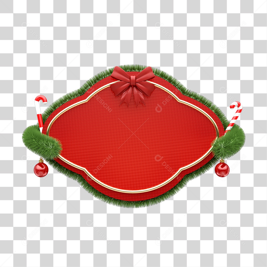 Placa de Texto Elemento 3D Natalino Para Composição PNG Transparente