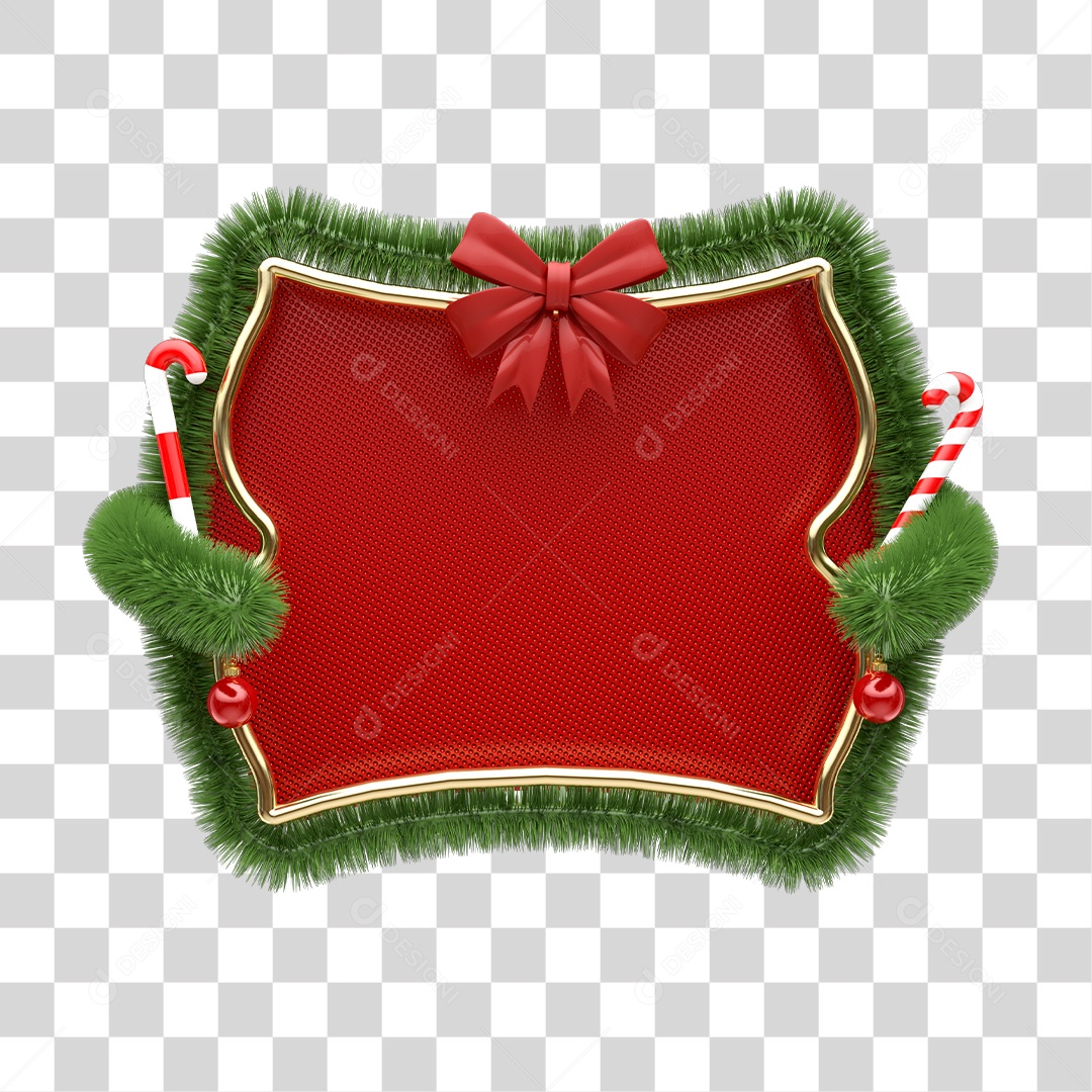 Placa de Texto Elemento 3D Natalino Para Composição PNG Transparente