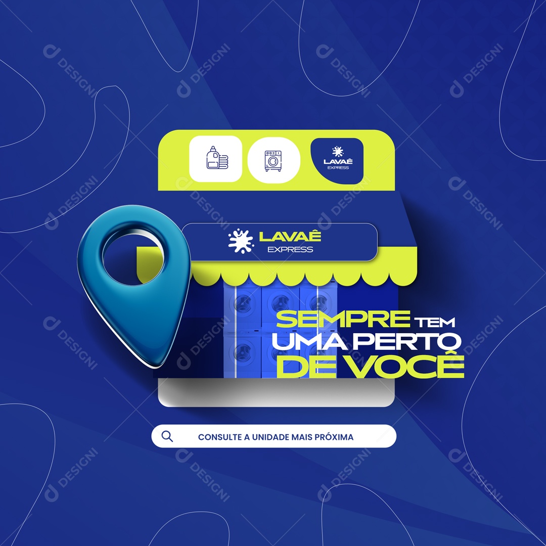 Sempre Tem uma Perto de Você Lavanderia de Roupas Social Media PSD Editável