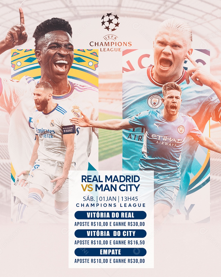 Real Madrid X Manchester City Social Media PSD Editável