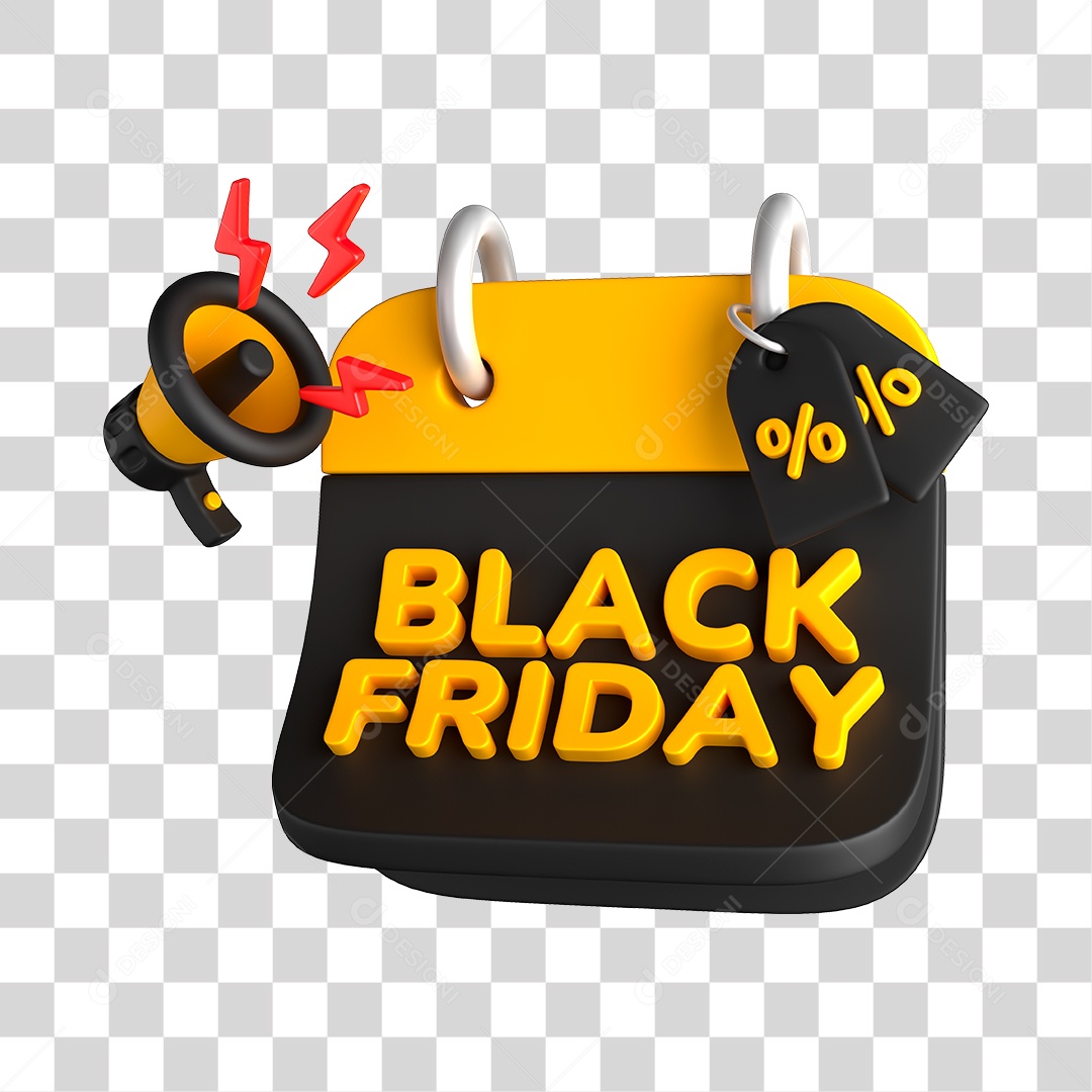 Selo 3D Black Friday PNG Transparente Sem Fundo