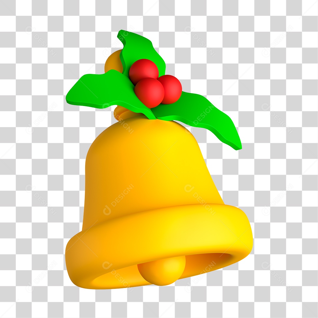 Sino de Natal 3D PNG Sem Fundo