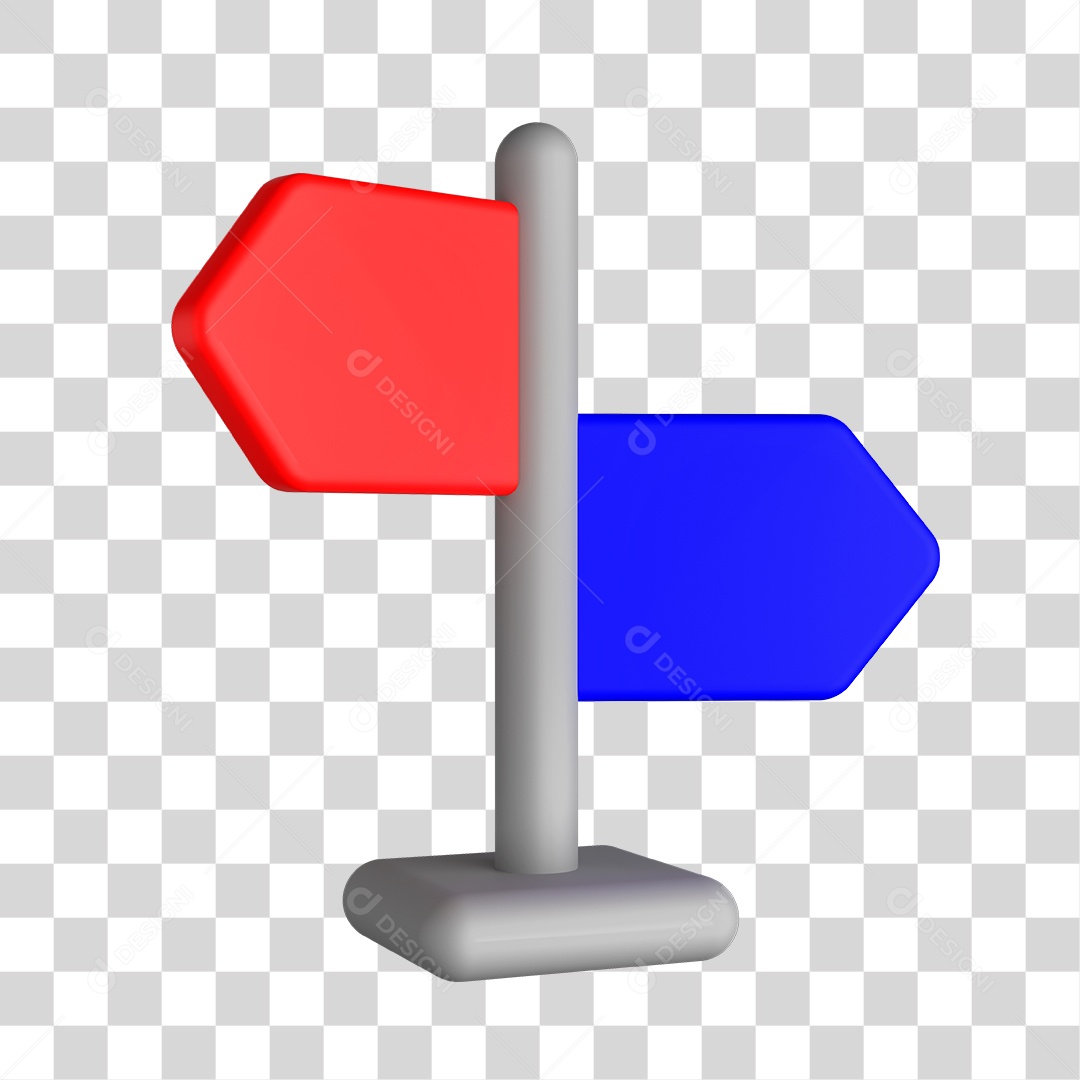 Placa Dupla Direção 3D PNG Sem Fundo
