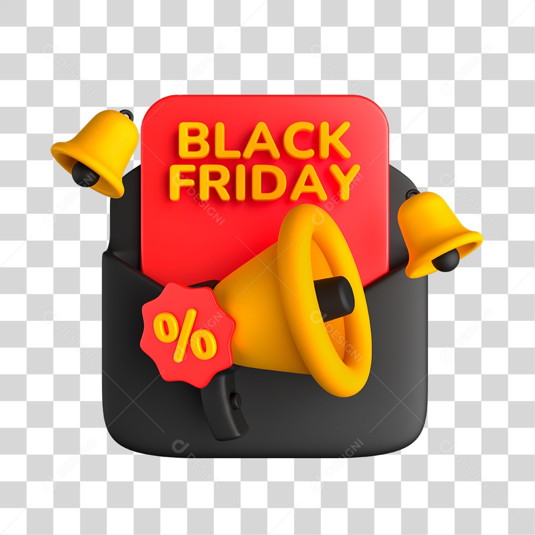 Selo 3D Black Friday PNG Transparente Sem Fundo