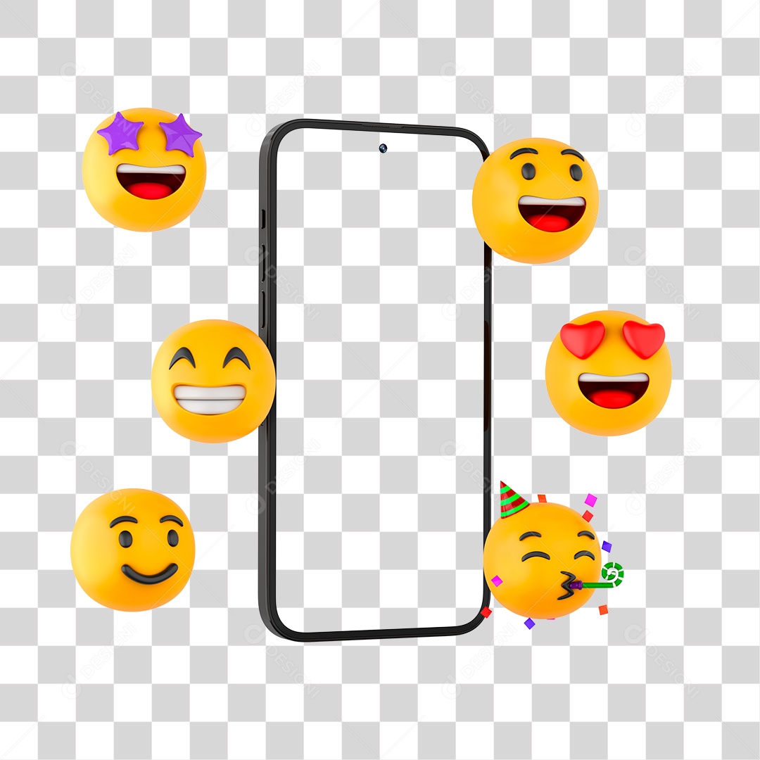 Moldura de Smartphone com Emojis PNG Transparente Sem Fundo