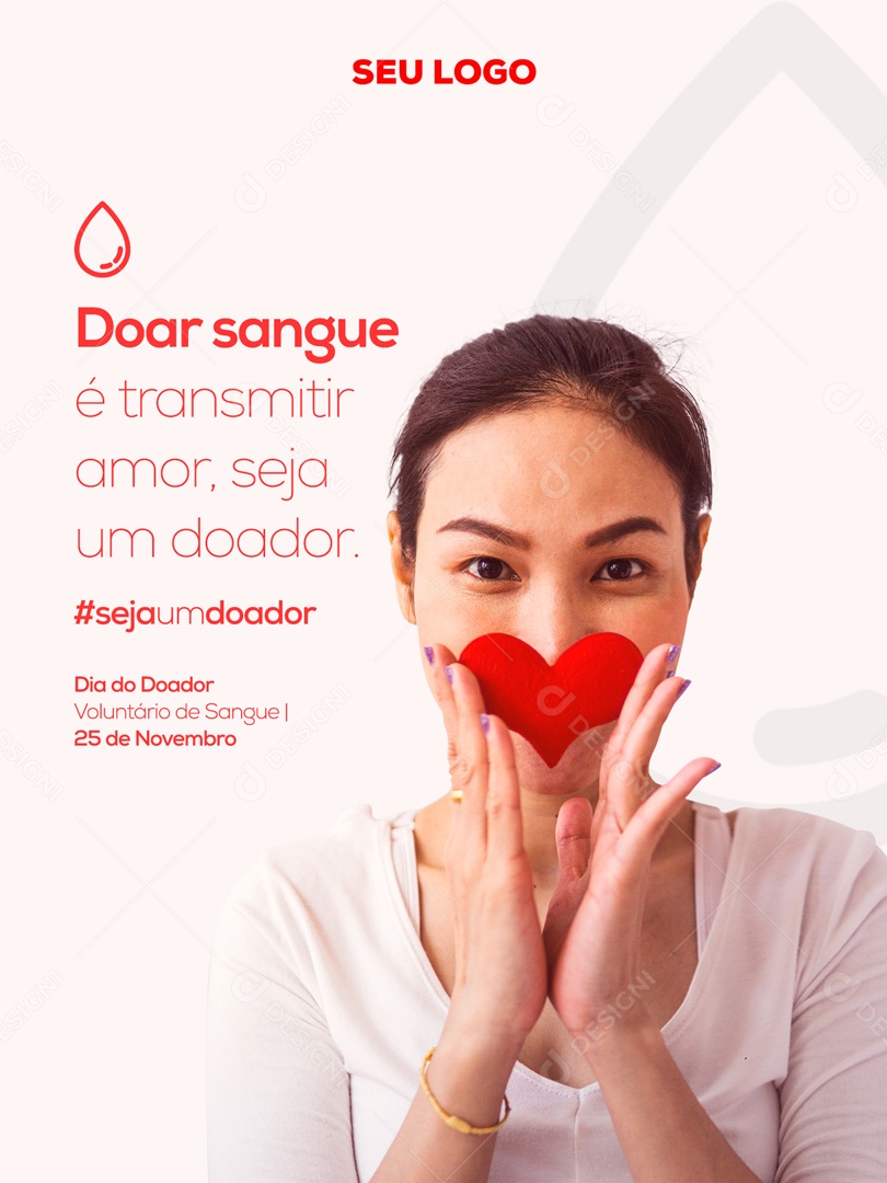 Doar Sangue é Transmitir Amor Dia Do Doador de Sangue Social Media PSD Editável