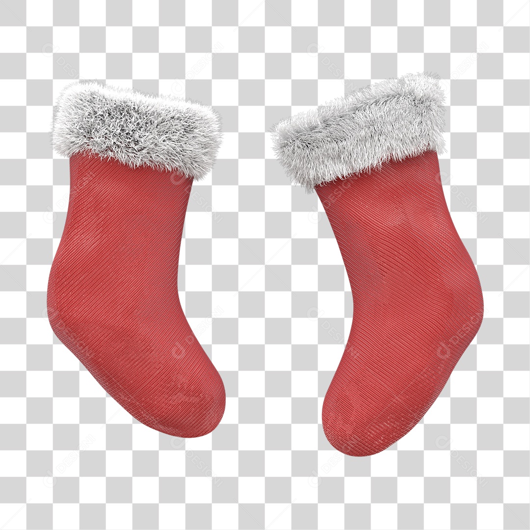 Decoração de Natal Meias Vermelhas Elementos 3D PNG