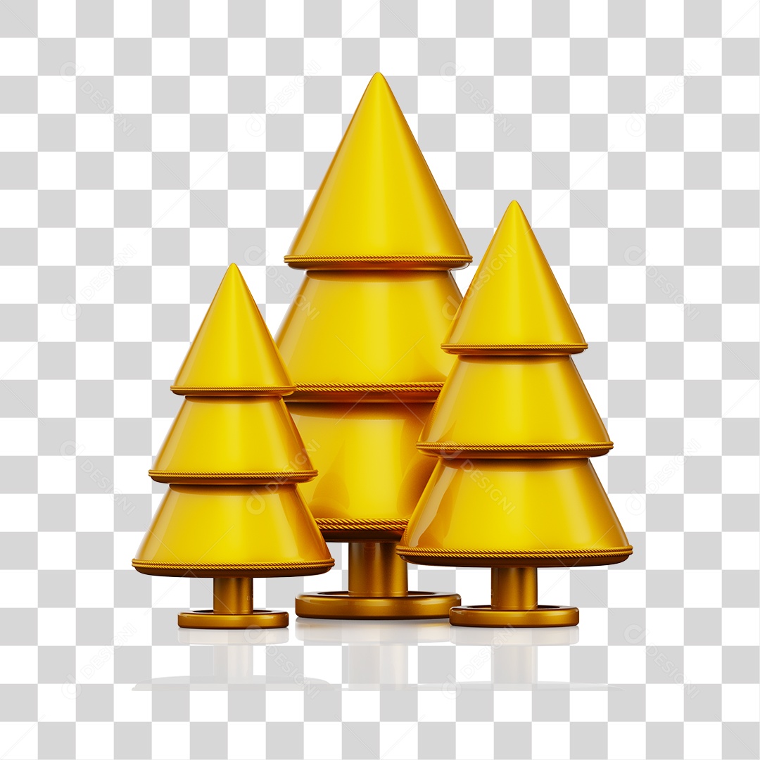 Elementos 3D Arvores de Natal Com Enfeites Natalino PNG Transparente