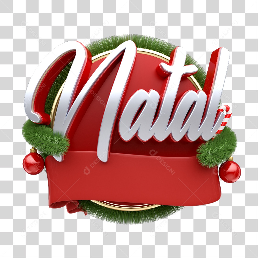 3D Stamp Christmas With Christmas Ornaments PNG Transparente