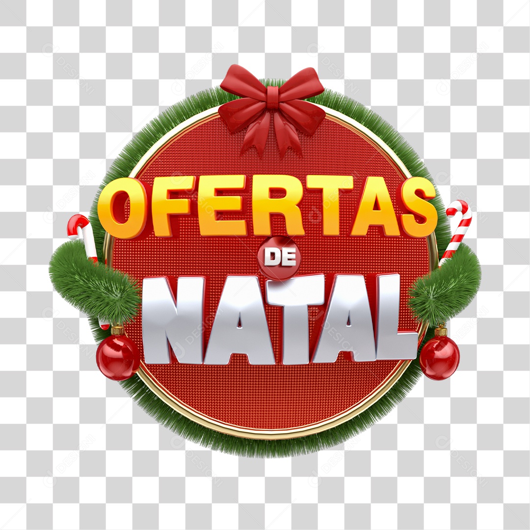 Selo 3D Ofertas Natal Com Enfeites Natalino PNG Transparente