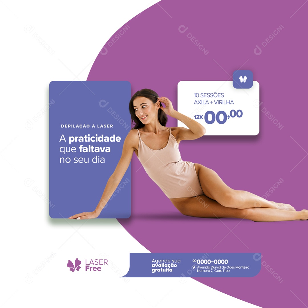 Depilação a Laser 10 Sessões Axila + Virilha Social Media PSD Editável