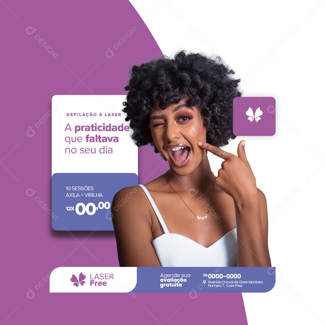 Depilação a Laser 10 Sessões Axila + Virilha Social Media PSD Editável