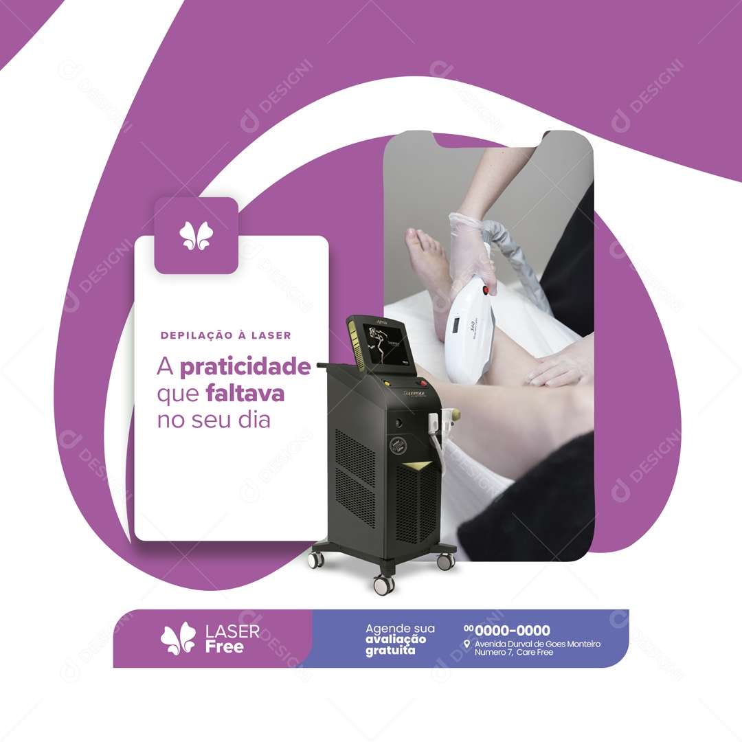 Depilação a Laser Agende Sua Avaliação Social Media PSD Editável