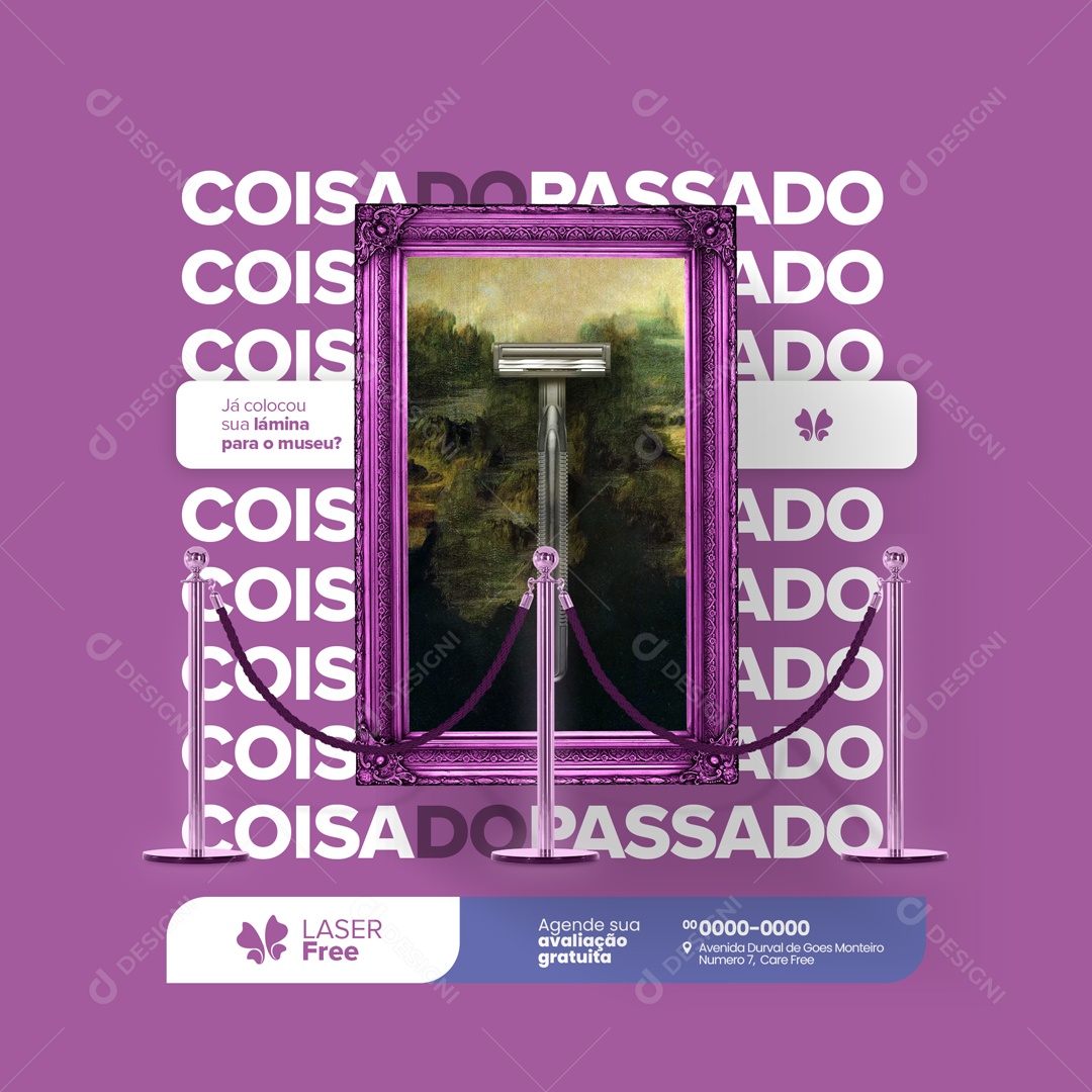 Coisa do Passado Depilação a Laser Agende Sua Avaliação Social Media PSD Editável