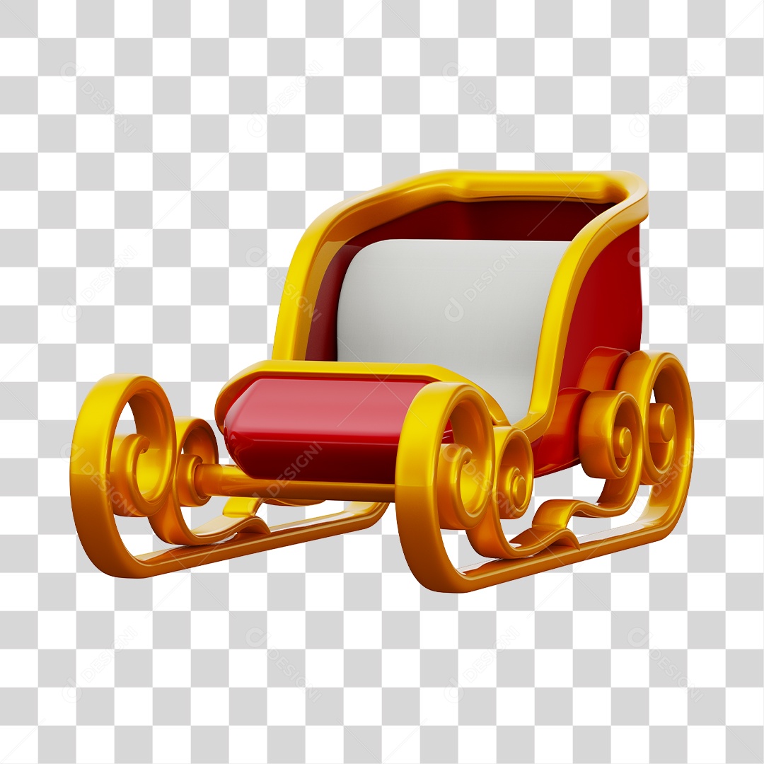 Trenó do Papai Noel Vermelho Elemento 3D PNG Transparente