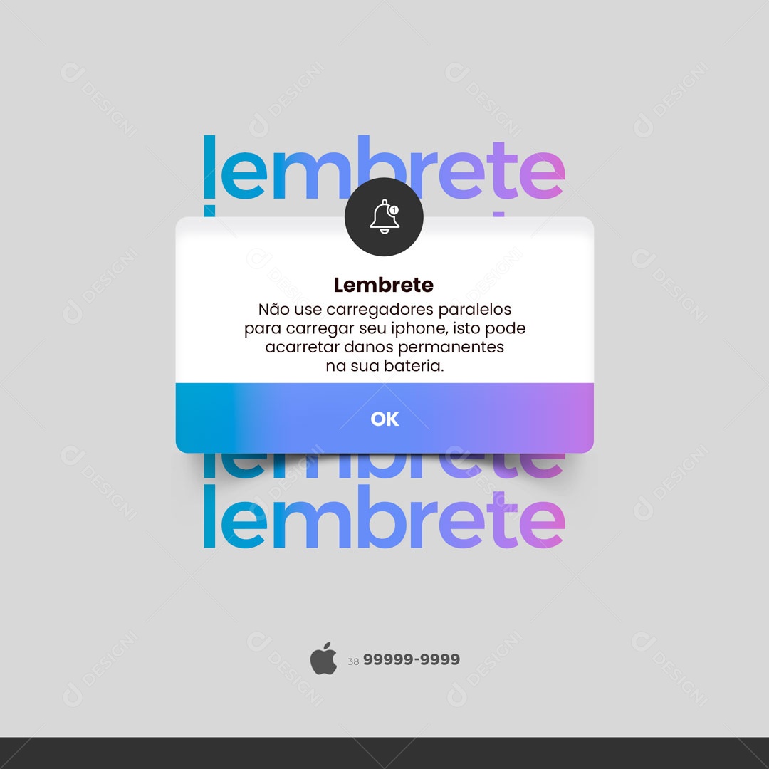 Lembrete Não Use Carregadores Paralelos Assistência Técnica Especializada em Iphones Social Media PSD Editáve