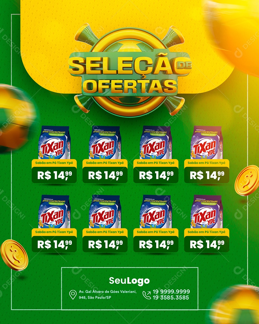 Encarte de Supermercado Seleção de Ofertas Social Media PSD Editável