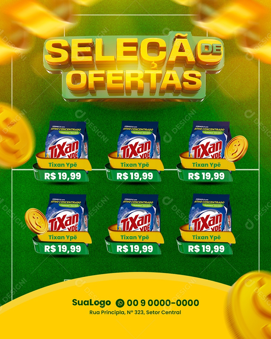 Encarte de Supermercado Seleção de Ofertas Social Media PSD Editável