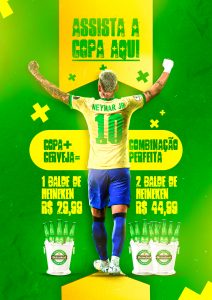 Assista a Copa Aqui Futebol Copa Mundo Cervejaria Social Media PSD Editável