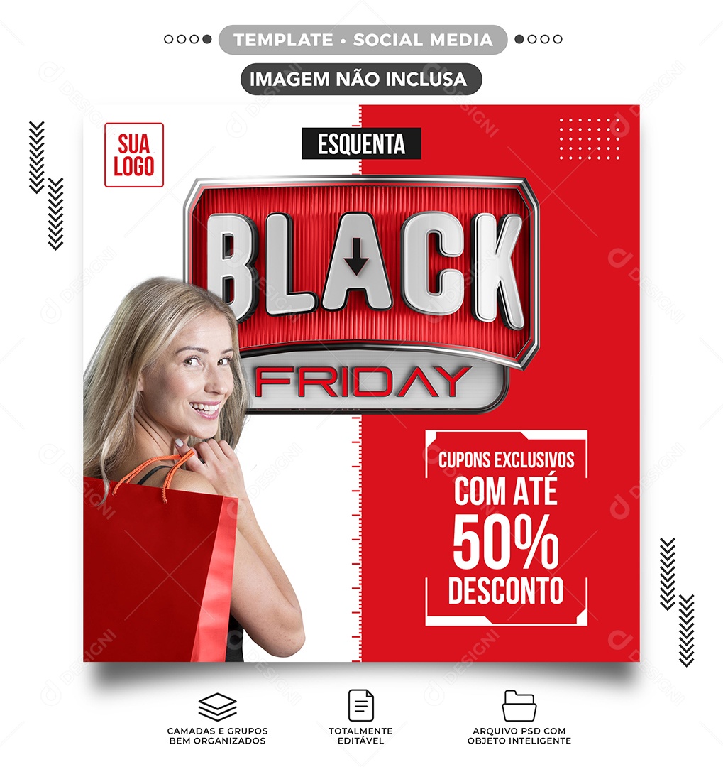 Esquenta Black Friday Cupons Exclusivos Com Até 50% Lojas Social Media PSD Editável