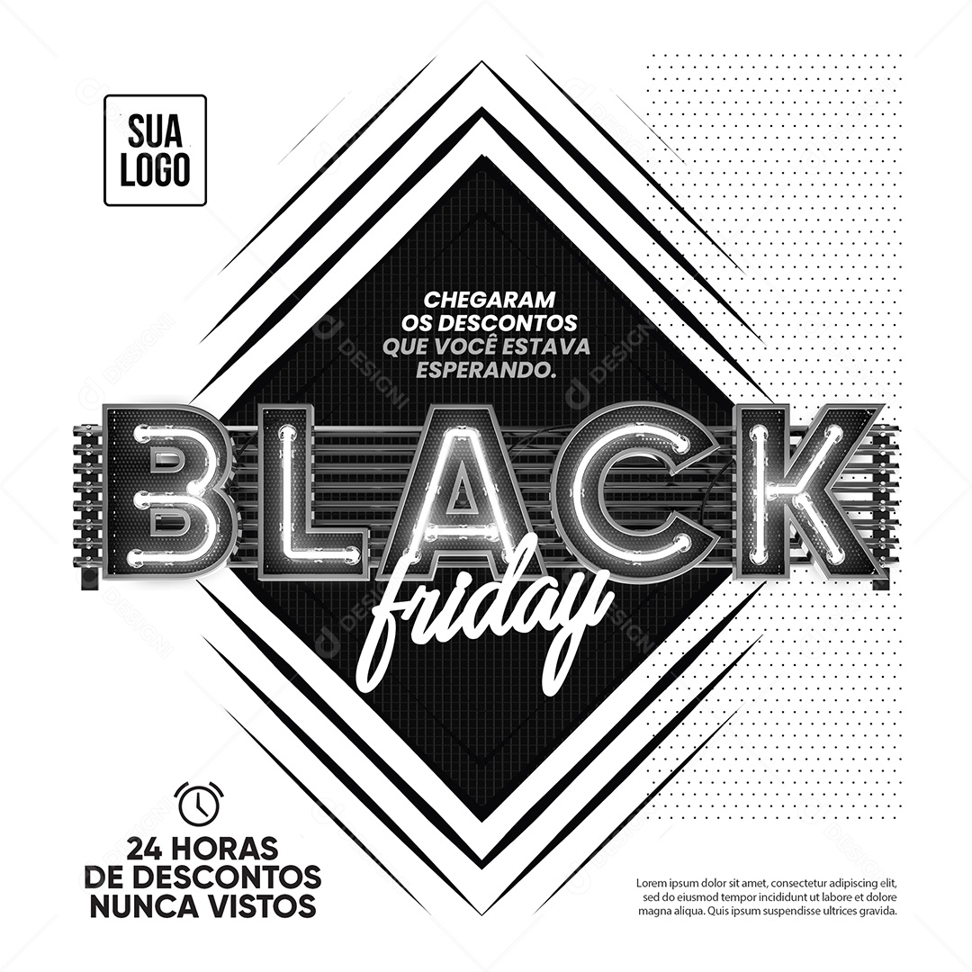 Chegaram os Descontos Que Você Estava Esperando Black Friday Social Media PSD Editável