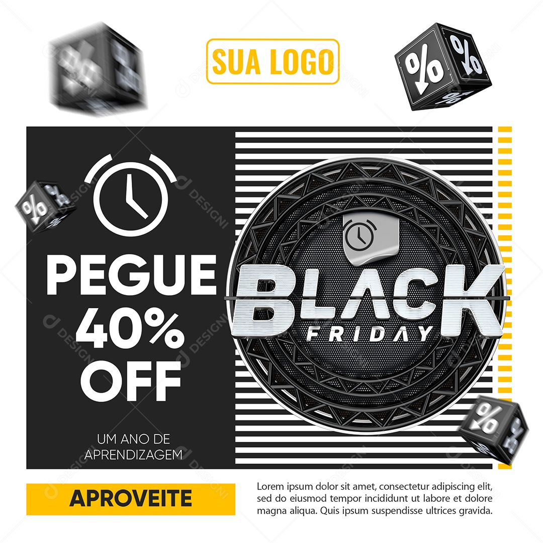 Pegue 40% Off Black Friday Social Media PSD Editável