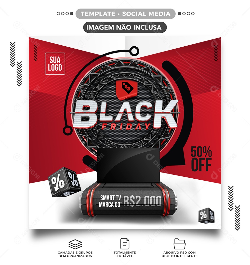 Smart Tv Black Friday Eletrodomésticos Social Media PSD Editável